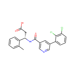 Cc1ccccc1[C@H](CC(=O)O)NC(=O)c1cncc(-c2cccc(Cl)c2Cl)c1 ZINC000203890434