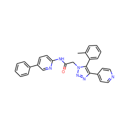 Cc1ccccc1-c1c(-c2ccncc2)nnn1CC(=O)Nc1ccc(-c2ccccc2)cn1 ZINC001772615111