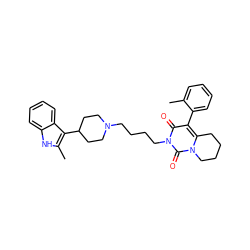 Cc1ccccc1-c1c2n(c(=O)n(CCCCN3CCC(c4c(C)[nH]c5ccccc45)CC3)c1=O)CCCC2 ZINC000066101062