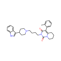 Cc1ccccc1-c1c2n(c(=O)n(CCCCN3CCC(c4c[nH]c5ccccc45)CC3)c1=O)CCCC2 ZINC000045258118