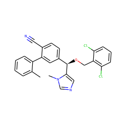 Cc1ccccc1-c1cc([C@@H](OCc2c(Cl)cccc2Cl)c2cncn2C)ccc1C#N ZINC000028358554