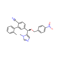 Cc1ccccc1-c1cc([C@@H](OCc2ccc([N+](=O)[O-])cc2)c2cncn2C)ccc1C#N ZINC000028353925