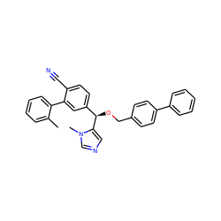 Cc1ccccc1-c1cc([C@@H](OCc2ccc(-c3ccccc3)cc2)c2cncn2C)ccc1C#N ZINC000028349004