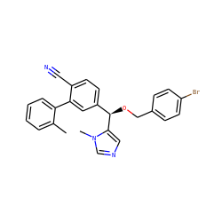 Cc1ccccc1-c1cc([C@@H](OCc2ccc(Br)cc2)c2cncn2C)ccc1C#N ZINC000028358950