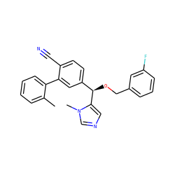 Cc1ccccc1-c1cc([C@@H](OCc2cccc(F)c2)c2cncn2C)ccc1C#N ZINC000028339422