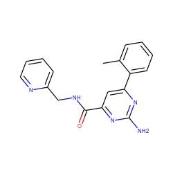 Cc1ccccc1-c1cc(C(=O)NCc2ccccn2)nc(N)n1 ZINC000045349605