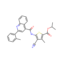 Cc1ccccc1-c1cc(C(=O)Nc2sc(C(=O)OC(C)C)c(C)c2C#N)c2ccccc2n1 ZINC000002081647