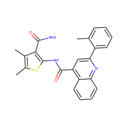 Cc1ccccc1-c1cc(C(=O)Nc2sc(C)c(C)c2C(N)=O)c2ccccc2n1 ZINC000002748327