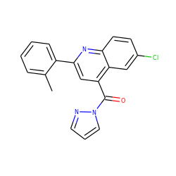 Cc1ccccc1-c1cc(C(=O)n2cccn2)c2cc(Cl)ccc2n1 ZINC000002867572