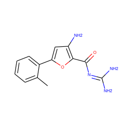 Cc1ccccc1-c1cc(N)c(C(=O)N=C(N)N)o1 ZINC000028822422