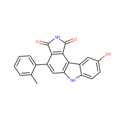 Cc1ccccc1-c1cc2[nH]c3ccc(O)cc3c2c2c1C(=O)NC2=O ZINC000034804091