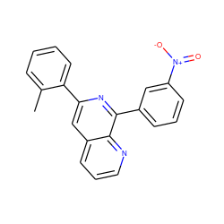 Cc1ccccc1-c1cc2cccnc2c(-c2cccc([N+](=O)[O-])c2)n1 ZINC000013805272