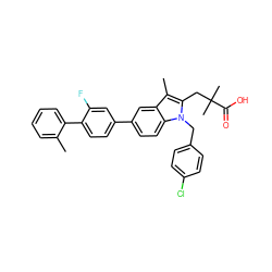 Cc1ccccc1-c1ccc(-c2ccc3c(c2)c(C)c(CC(C)(C)C(=O)O)n3Cc2ccc(Cl)cc2)cc1F ZINC000028135431