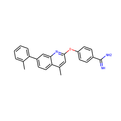 Cc1ccccc1-c1ccc2c(C)cc(Oc3ccc(C(=N)N)cc3)nc2c1 ZINC000013535180