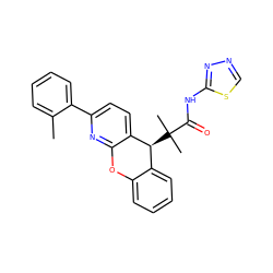 Cc1ccccc1-c1ccc2c(n1)Oc1ccccc1[C@@H]2C(C)(C)C(=O)Nc1nncs1 ZINC000073141114