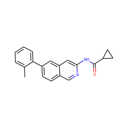 Cc1ccccc1-c1ccc2cnc(NC(=O)C3CC3)cc2c1 ZINC000144289607