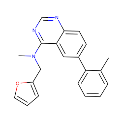 Cc1ccccc1-c1ccc2ncnc(N(C)Cc3ccco3)c2c1 ZINC000004264623