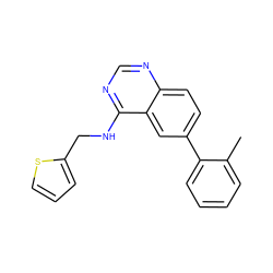 Cc1ccccc1-c1ccc2ncnc(NCc3cccs3)c2c1 ZINC000004266255