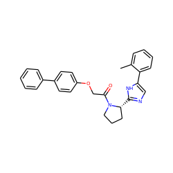 Cc1ccccc1-c1cnc([C@@H]2CCCN2C(=O)COc2ccc(-c3ccccc3)cc2)[nH]1 ZINC000064540612