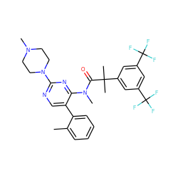 Cc1ccccc1-c1cnc(N2CCN(C)CC2)nc1N(C)C(=O)C(C)(C)c1cc(C(F)(F)F)cc(C(F)(F)F)c1 ZINC000028571994