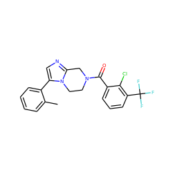 Cc1ccccc1-c1cnc2n1CCN(C(=O)c1cccc(C(F)(F)F)c1Cl)C2 ZINC000095565052