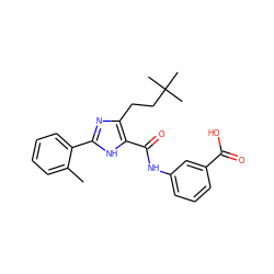 Cc1ccccc1-c1nc(CCC(C)(C)C)c(C(=O)Nc2cccc(C(=O)O)c2)[nH]1 ZINC000013674694