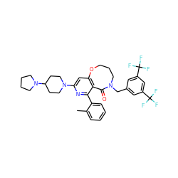 Cc1ccccc1-c1nc(N2CCC(N3CCCC3)CC2)cc2c1C(=O)N(Cc1cc(C(F)(F)F)cc(C(F)(F)F)c1)CCCO2 ZINC000028136577