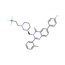 Cc1ccccc1-c1nc2ccc(-c3ccc(Cl)cc3)cc2c(=O)n1C[C@@H]1CCCN(CCC(F)(F)F)C1 ZINC000028711927