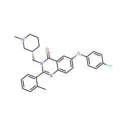 Cc1ccccc1-c1nc2ccc(Oc3ccc(F)cc3)cc2c(=O)n1C[C@H]1CCCN(C)C1 ZINC000071315754