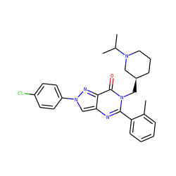 Cc1ccccc1-c1nc2cn(-c3ccc(Cl)cc3)nc2c(=O)n1C[C@@H]1CCCN(C(C)C)C1 ZINC000169323225