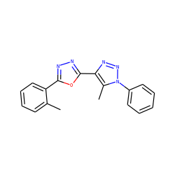 Cc1ccccc1-c1nnc(-c2nnn(-c3ccccc3)c2C)o1 ZINC000011692832