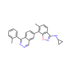 Cc1ccccc1-c1nncc2cc(-c3c(C)ccc4c(NC5CC5)noc34)ccc12 ZINC000040431185