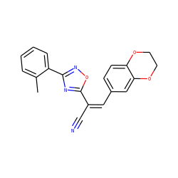 Cc1ccccc1-c1noc(/C(C#N)=C\c2ccc3c(c2)OCCO3)n1 ZINC000072141346