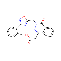 Cc1ccccc1-c1noc(Cn2nc(CC(=O)O)c3ccccc3c2=O)n1 ZINC000013449022