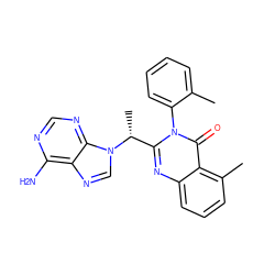 Cc1ccccc1-n1c([C@@H](C)n2cnc3c(N)ncnc32)nc2cccc(C)c2c1=O ZINC001772634472