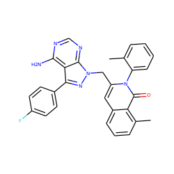 Cc1ccccc1-n1c(Cn2nc(-c3ccc(F)cc3)c3c(N)ncnc32)cc2cccc(C)c2c1=O ZINC000088345696