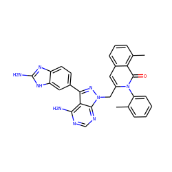 Cc1ccccc1-n1c(Cn2nc(-c3ccc4nc(N)[nH]c4c3)c3c(N)ncnc32)cc2cccc(C)c2c1=O ZINC000088345669