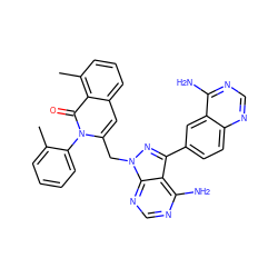 Cc1ccccc1-n1c(Cn2nc(-c3ccc4ncnc(N)c4c3)c3c(N)ncnc32)cc2cccc(C)c2c1=O ZINC000088345951