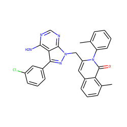 Cc1ccccc1-n1c(Cn2nc(-c3cccc(Cl)c3)c3c(N)ncnc32)cc2cccc(C)c2c1=O ZINC000088346053