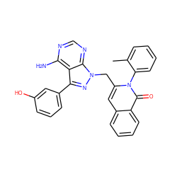 Cc1ccccc1-n1c(Cn2nc(-c3cccc(O)c3)c3c(N)ncnc32)cc2ccccc2c1=O ZINC000088345744