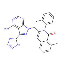 Cc1ccccc1-n1c(Cn2nc(-c3nnn[nH]3)c3c(N)ncnc32)cc2cccc(C)c2c1=O ZINC000088345654