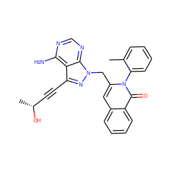 Cc1ccccc1-n1c(Cn2nc(C#C[C@@H](C)O)c3c(N)ncnc32)cc2ccccc2c1=O ZINC000088345813