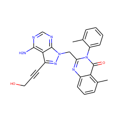 Cc1ccccc1-n1c(Cn2nc(C#CCO)c3c(N)ncnc32)nc2cccc(C)c2c1=O ZINC000051768789