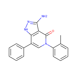 Cc1ccccc1-n1cc(-c2ccccc2)c2[nH]nc(N)c2c1=O ZINC000653804885