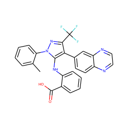 Cc1ccccc1-n1nc(C(F)(F)F)c(-c2ccc3nccnc3c2)c1Nc1ccccc1C(=O)O ZINC000064540304