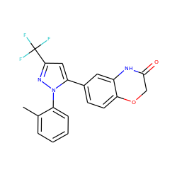 Cc1ccccc1-n1nc(C(F)(F)F)cc1-c1ccc2c(c1)NC(=O)CO2 ZINC000082152704