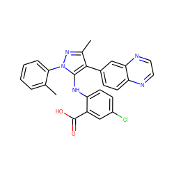 Cc1ccccc1-n1nc(C)c(-c2ccc3nccnc3c2)c1Nc1ccc(Cl)cc1C(=O)O ZINC000064527982