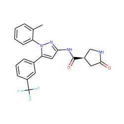 Cc1ccccc1-n1nc(NC(=O)[C@H]2CNC(=O)C2)cc1-c1cccc(C(F)(F)F)c1 ZINC000169707159