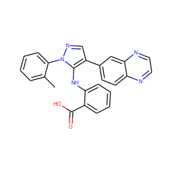 Cc1ccccc1-n1ncc(-c2ccc3nccnc3c2)c1Nc1ccccc1C(=O)O ZINC000064540145