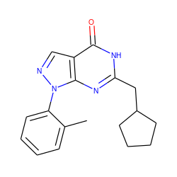 Cc1ccccc1-n1ncc2c(=O)[nH]c(CC3CCCC3)nc21 ZINC000033981043